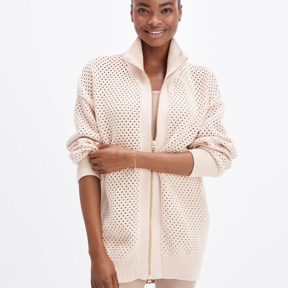 🛑 Varley Cream Zip-Up Cardigan/Cassady Knit Jacket (XL)